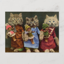 Katten en poppen briefkaart