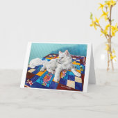 Katten en Quilts-Noodles Kaart (Gele Bloem)