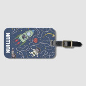 Katten en raketten in speciaal voor de ruimtevaart bagagelabel (Voorkant (horizontaal))