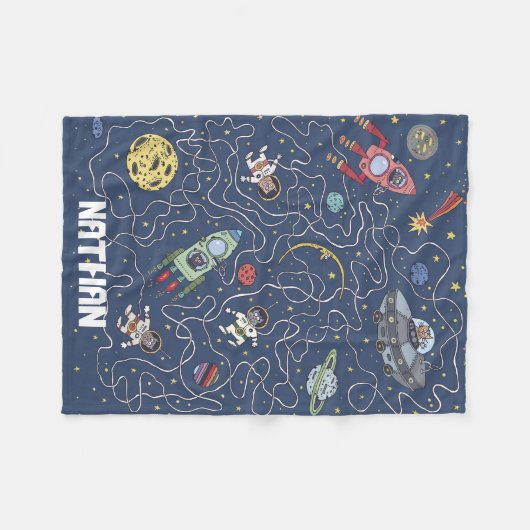 Katten en raketten in speciaal voor de ruimtevaart fleece deken (Voorkant (Horizontaal))