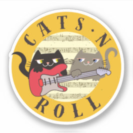Katten en rolsticker Leuke kat muziek gitaar Sticker