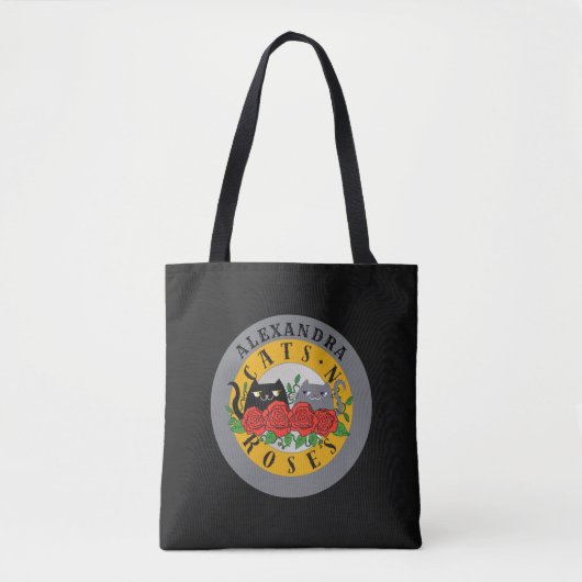 Katten en Rozen Naam Tote Bag (Voorkant)