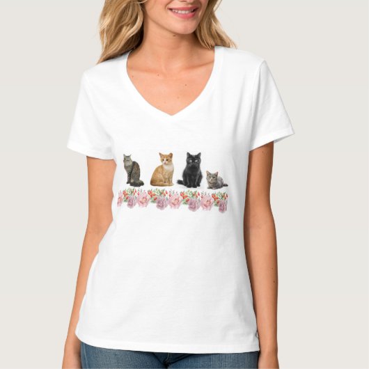 Katten en Rozen T-shirt (Voorkant)