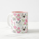 Katten en Rozen Tweekleurige Koffiemok (Voorkant links)