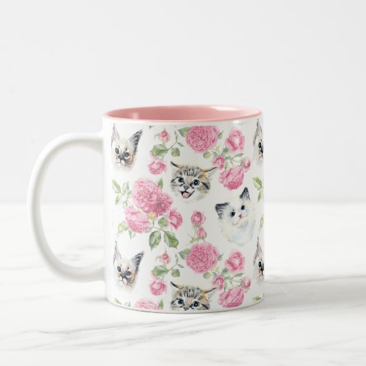 Katten en Rozen Tweekleurige Koffiemok (Links)