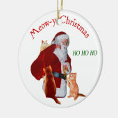 Katten en Santa Keramisch Ornament (Links)