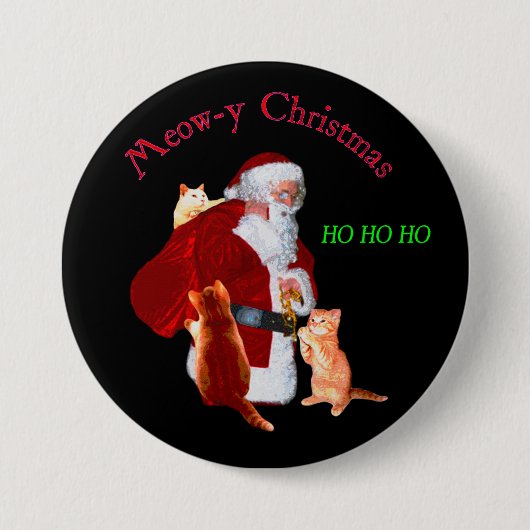 Katten en Santa Ronde Button 7,6 Cm (Voorkant)