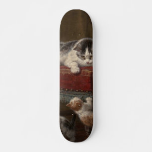 Katten en schilderijen persoonlijk skateboard