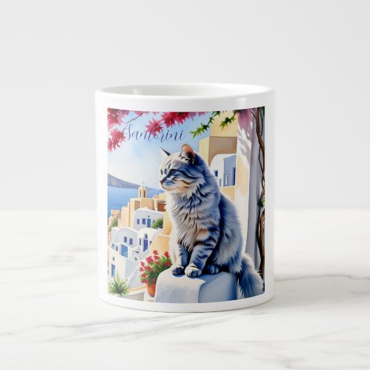 Katten en schoonheid van Santorini Grote Koffiekop (Voorkant)