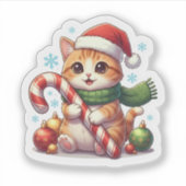 Katten- en snoepstok Kerst Kerstmis sticker (Voorkant)