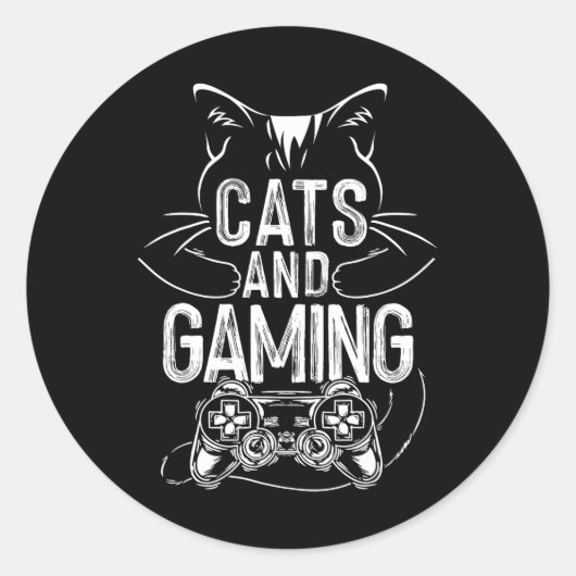 Katten en spelletjes voor gamerkatten ronde sticker (Voorkant)