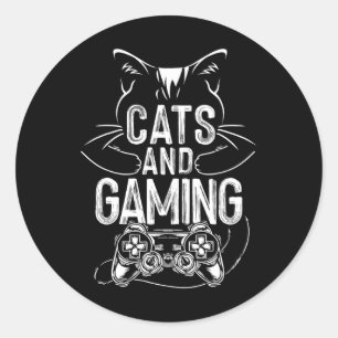 Katten en spelletjes voor gamerkatten ronde sticker