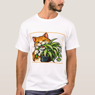 Katten en Spinnenplanten Grappige Kunst T-shirt