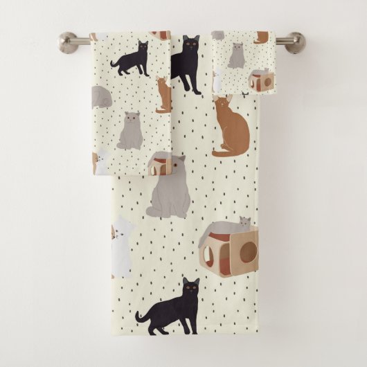 Katten en stippen bad handdoek (Insitu)