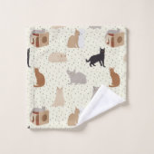 Katten en stippen bad handdoek (Wasdoekje)
