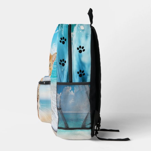 Katten en strand kleurrijke foto bedrukte rugzak (Rechts)