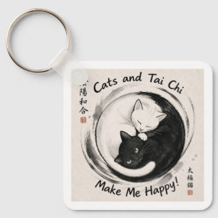 Katten en Tai Chi Sleutelhanger