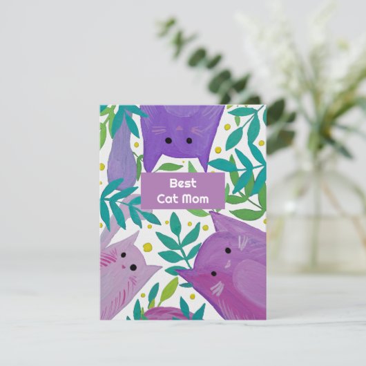 Katten en takken Beste kattenmam dag Vakantiedagen Feestdagenkaart (Staand voorkant)