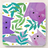 Katten en takken - paars en groen bier onderzetter (Voorkant)
