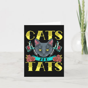 Katten en Tats  Oude Stijl Tattoo Design Kaart