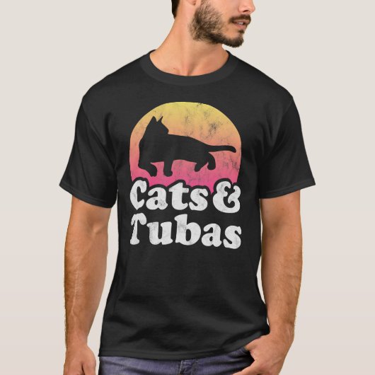Katten en Tubas Mannen_s of Women_s Cat en Tuba T- T-shirt (Voorkant)