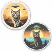 Katten en ufo's sticker (Voorkant)