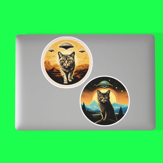 Katten en ufo's sticker