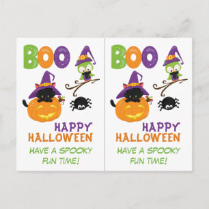 Katten- en uil basisschool leraar Halloween kaart