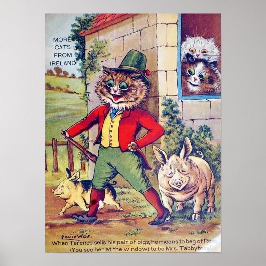 Katten en Varkens, Louis Wain Poster (Voorkant)