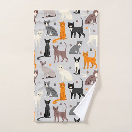 Katten en verfdrukken bad handdoek (Handdoek)