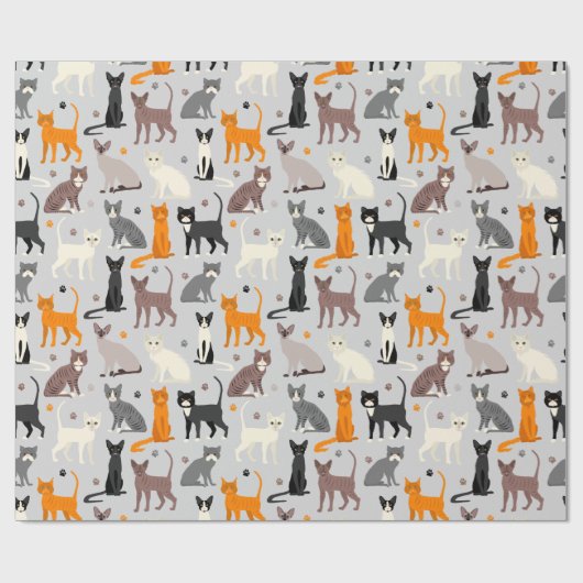 Katten en verfdrukken cadeaupapier (Vlak)