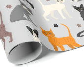 Katten en verfdrukken cadeaupapier (Rol Hoek)