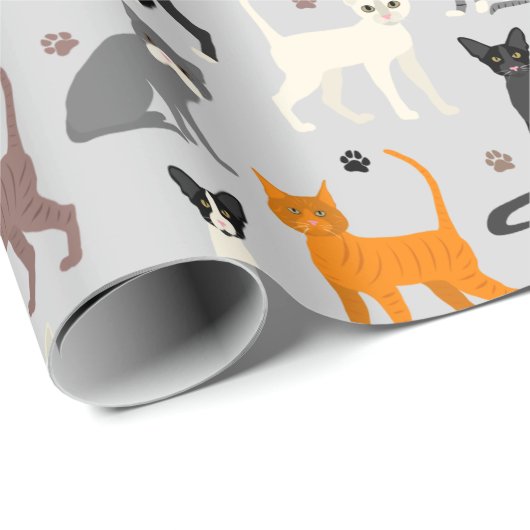 Katten en verfdrukken cadeaupapier (Rol Hoek)