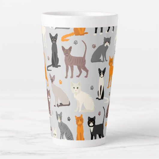 Katten en verfdrukken latte mok (Voorkant)