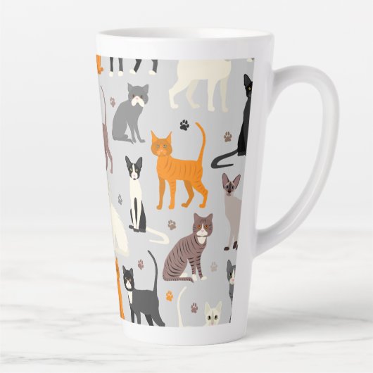 Katten en verfdrukken latte mok (Rechts)