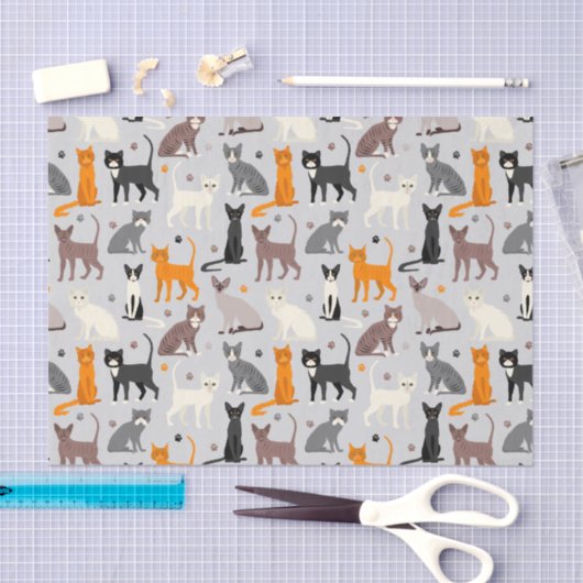 Katten en verfdrukken tissuepapier (Craft)