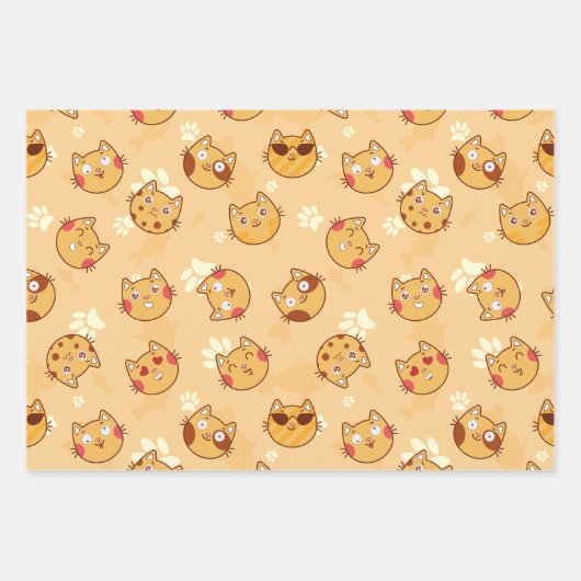 Katten en verfdrukken Verpakkingspapierset Inpakpapier Vel (Voorkant)