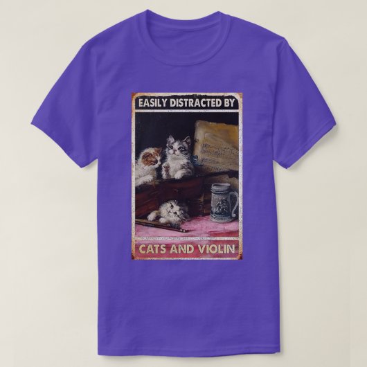 Katten en viool Gemakkelijk afgeleid door katten e T-shirt (Design voorkant)