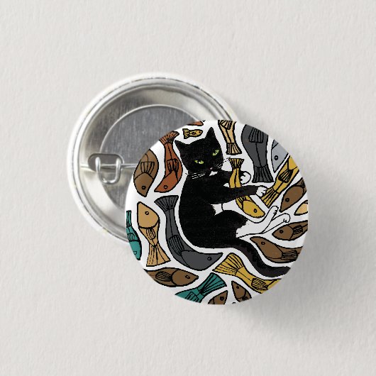 Katten en visbadge ronde button 3,2 cm (Voorkant /achterkant)