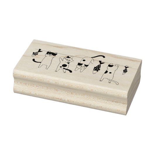 Katten en vishakken rubberstempel (Stempel)