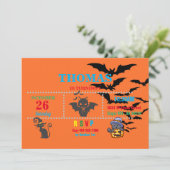 Katten en vleermuizen Halloween uitnodiging (Staand voorkant)