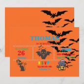 Katten en vleermuizen Halloween uitnodiging (Voorkant / Achterkant)