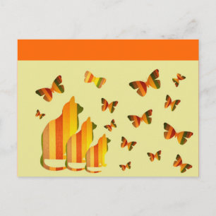 Katten en vlinders briefkaart