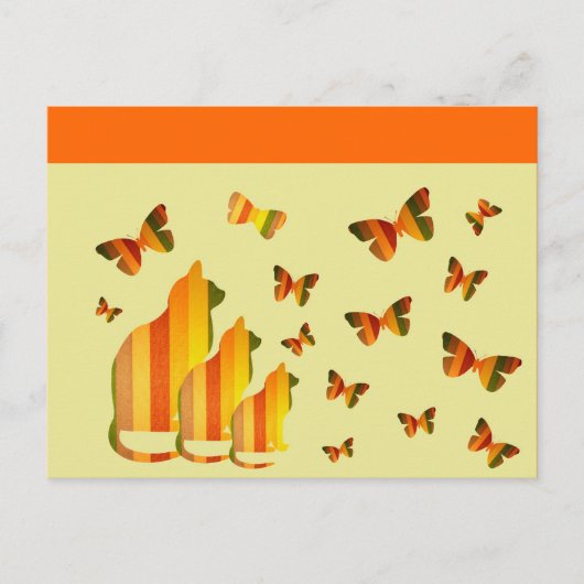 Katten en vlinders briefkaart (Voorkant)