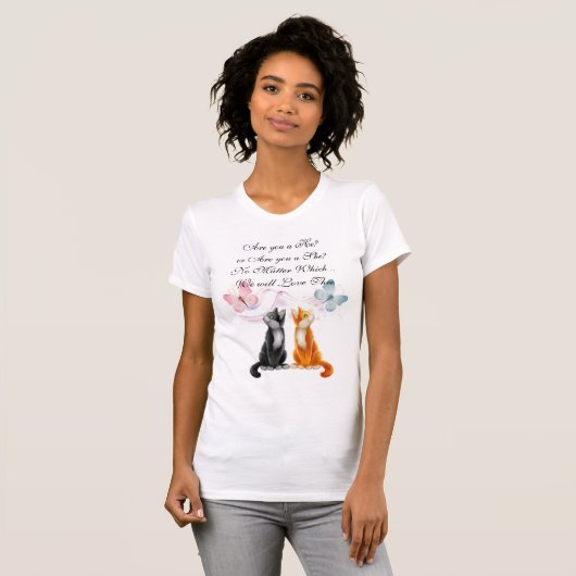 Katten en vlinders verwachten T-shirt (Voorkant volledig)