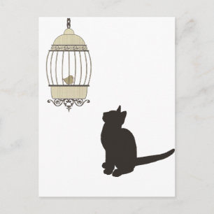 Katten en vogels briefkaart