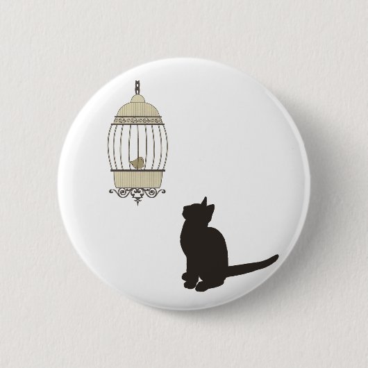 Katten en vogels ronde button 5,7 cm (Voorkant)