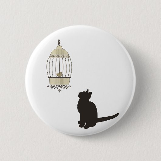 Katten en vogels ronde button 5,7 cm (Voorkant)