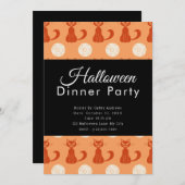 Katten en Volle Moons Sinaasappel Halloween Diner  Kaart (Voorkant / Achterkant)