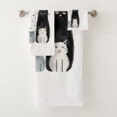 Katten en Vrienden Waterverf Gouache Illustratie Bad Handdoek (Insitu)